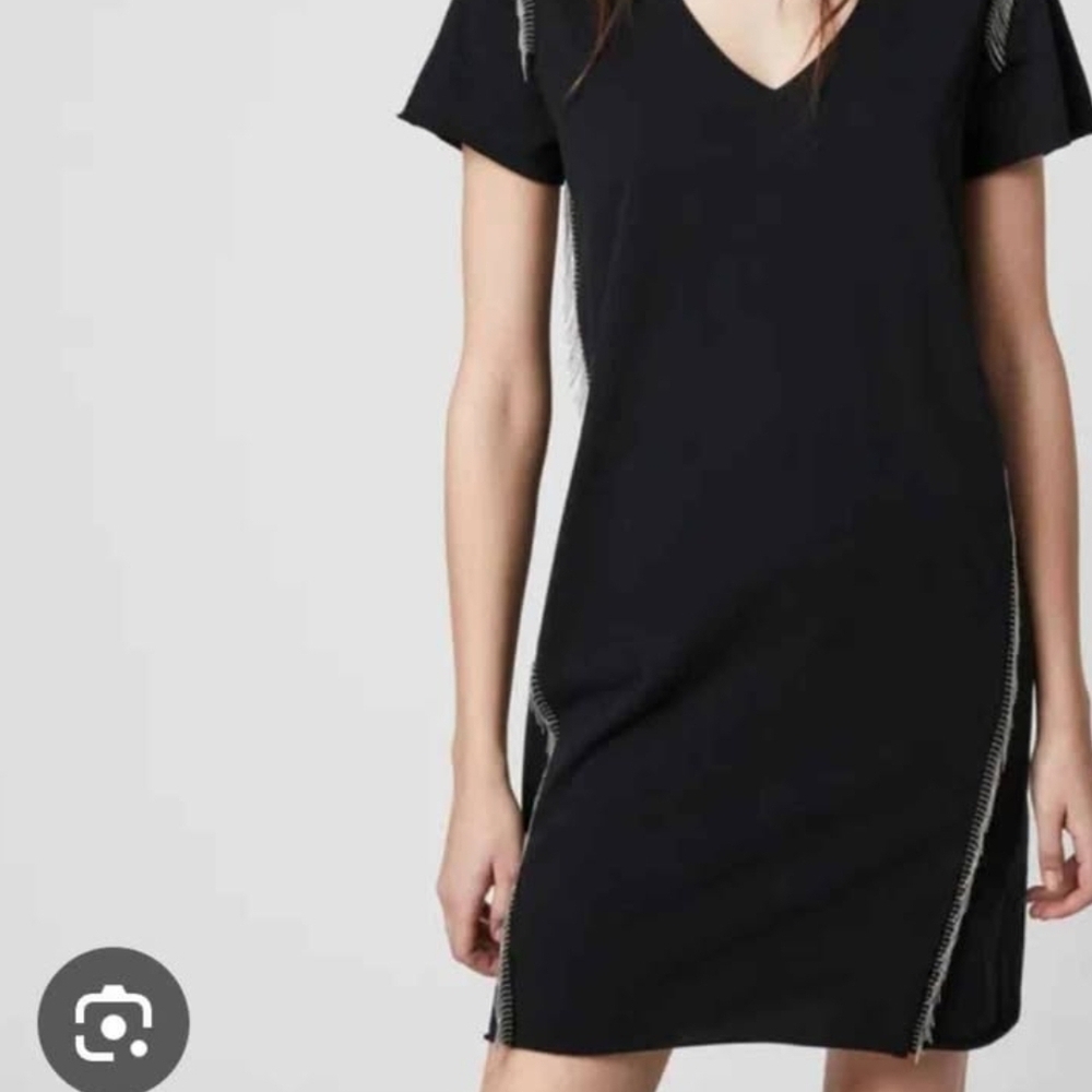 All Saints Black Mini Dress with Silver Accents - Picture 6 of 8